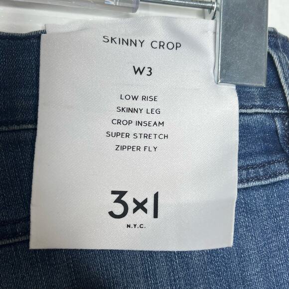 3X1 W3 Frayed Hem Skinny Cropped Jeans High-Rise Indigo Medium Wash Size 12 NWT - Picture 11 of 14